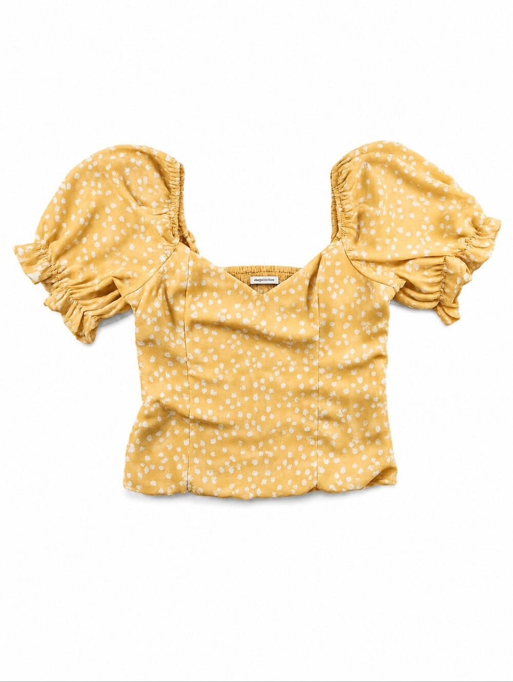 Abercrombie & Fitch Floral Puff Sleeve Sweetheart Smocked Crop Top M